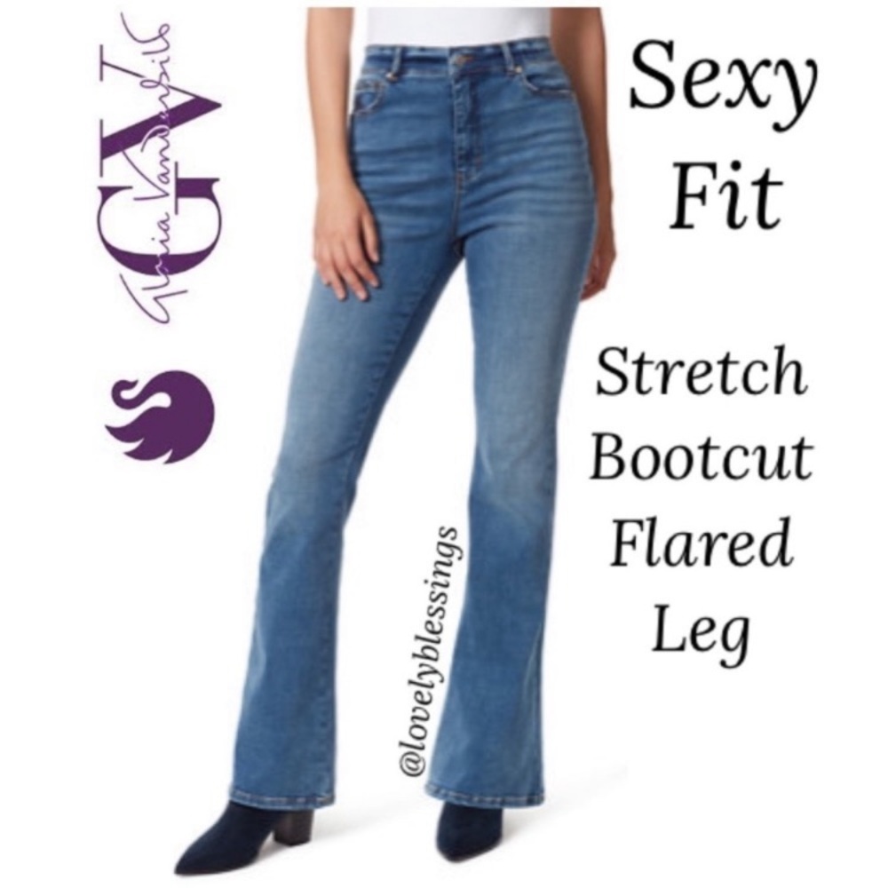 Slimming Look Boot Cut Stretch Jeans Womens Plus Size 18W Gloria Vanderbilt